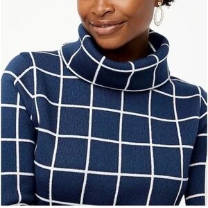 J. Crew Blue and white funnel neck  pullover- worn once. Perfect shape